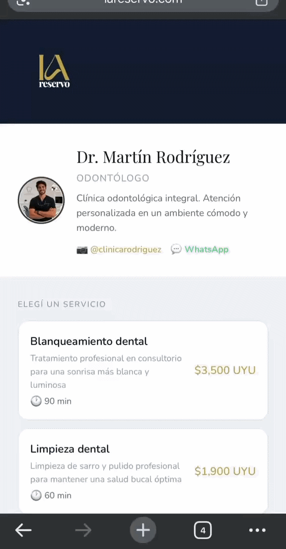 Modo individual — reserva de turno